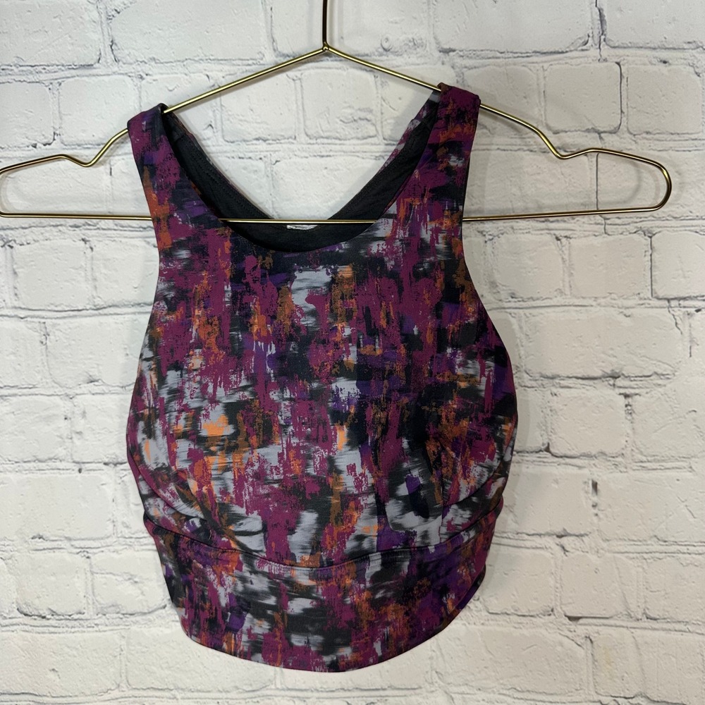 Lululemon Invigorate Training Tank Top Purple Orange Abstract Print Size 2